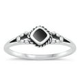 thumbnail image 1 of CHOOSE YOUR COLOR Black Simulated Agate Bali Ring .925 Sterling Silver Band CZ Female Size 4, 1 of 4