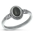 thumbnail image 1 of CHOOSE YOUR COLOR Black Simulated Agate Bali Ring .925 Sterling Silver Ornate Band CZ Female Size 8, 1 of 4