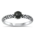 thumbnail image 1 of CHOOSE YOUR COLOR Black Simulated Agate Bali Ring .925 Sterling Silver Stacking Band CZ Female Size 6, 1 of 4