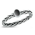 thumbnail image 1 of CHOOSE YOUR COLOR Black Simulated Agate Braided Ring .925 Chic Sterling Silver Band CZ Female Size 6, 1 of 4