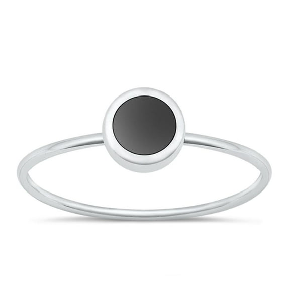 CHOOSE YOUR COLOR Black Simulated Agate Chic Minimalist Ring .925 Sterling Silver Band CZ Female Size 5