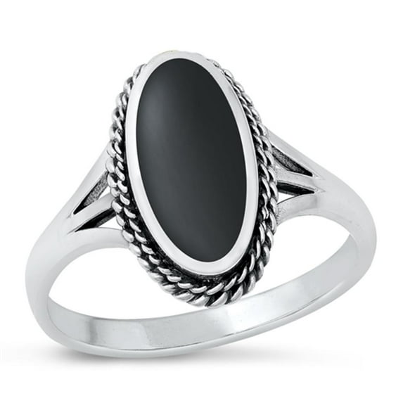 CHOOSE YOUR COLOR Black Simulated Agate Cocktail Ring 925 Sterling Silver Band CZ Female Size 10