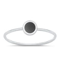 thumbnail image 1 of CHOOSE YOUR COLOR Black Simulated Agate Minimalist Ring .925 Sterling Silver Band CZ Female Size 3, 1 of 4
