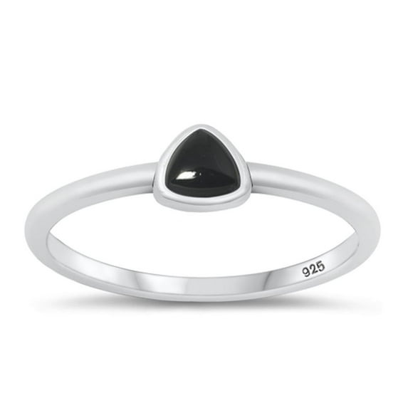 CHOOSE YOUR COLOR Black Simulated Agate Minimalist Ring 925 Sterling Silver Band CZ Female Size 6