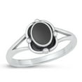 thumbnail image 1 of CHOOSE YOUR COLOR Black Simulated Agate Oxidized Ring .925 Sterling Silver Band CZ Female Size 4, 1 of 4