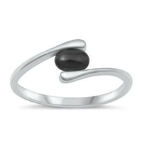 CHOOSE YOUR COLOR Black Simulated Agate Postmodern Ring .925 Sterling Silver Band CZ Female Size 5