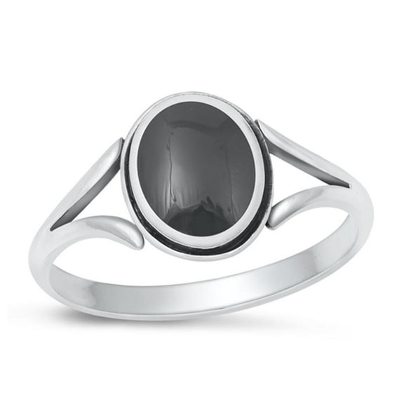 CHOOSE YOUR COLOR Black Simulated Agate Postmodern Ring .925 Sterling Silver Band CZ Female Size 9
