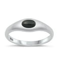 thumbnail image 1 of CHOOSE YOUR COLOR Black Simulated Agate Ring .925 Sterling Silver Band CZ Jewelry Female Size 2, 1 of 4