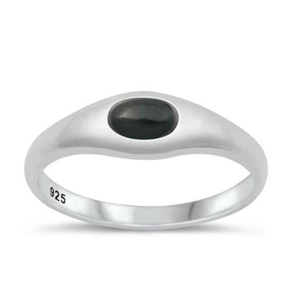 CHOOSE YOUR COLOR Black Simulated Agate Ring .925 Sterling Silver Band CZ Jewelry Female Size 2