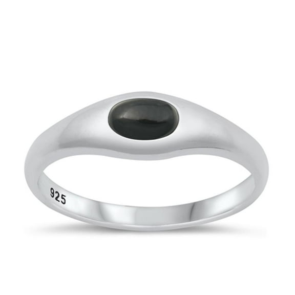 CHOOSE YOUR COLOR Black Simulated Agate Ring .925 Sterling Silver Band CZ Jewelry Female Size 4