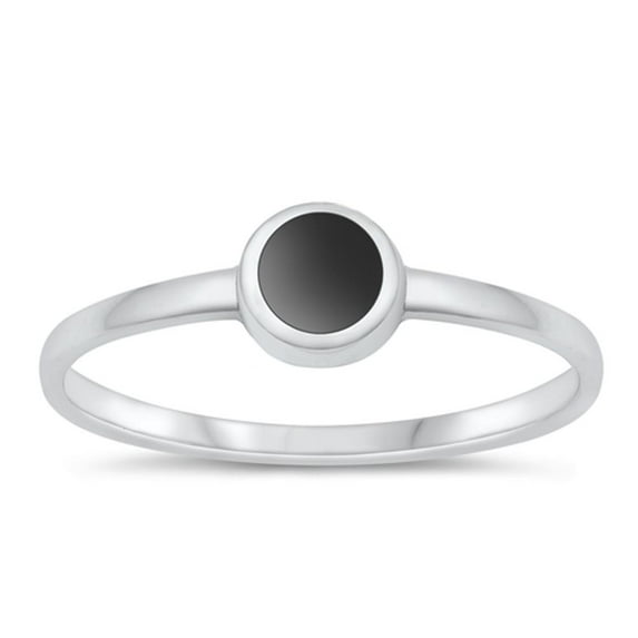 CHOOSE YOUR COLOR Black Simulated Agate Ring .925 Sterling Silver Band CZ Jewelry Female Size 4
