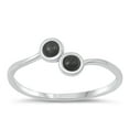 thumbnail image 1 of CHOOSE YOUR COLOR Black Simulated Agate Ring .925 Sterling Silver Band CZ Jewelry Female Size 6, 1 of 4