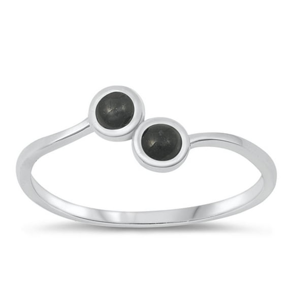 CHOOSE YOUR COLOR Black Simulated Agate Ring .925 Sterling Silver Band CZ Jewelry Female Size 6