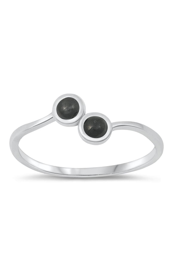 CHOOSE YOUR COLOR Black Simulated Agate Ring .925 Sterling Silver Band CZ Jewelry Female Size 8