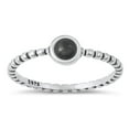 thumbnail image 1 of CHOOSE YOUR COLOR Black Simulated Agate Ring .925 Sterling Silver Beaded Band CZ Female Size 6, 1 of 4