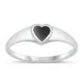 thumbnail image 1 of CHOOSE YOUR COLOR Black Simulated Agate Ring .925 Sterling Silver Heart Love Band CZ Female Size 5, 1 of 4