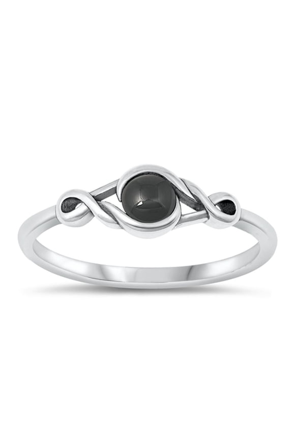 CHOOSE YOUR COLOR Black Simulated Agate Ring 925 Sterling Silver Infinity Band CZ Female Size 5