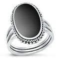 thumbnail image 1 of CHOOSE YOUR COLOR Black Simulated Agate Ring .925 Sterling Silver Vintage Band CZ Female Size 7, 1 of 4