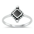 thumbnail image 1 of CHOOSE YOUR COLOR Black Simulated Agate Wholesale Bali Ring .925 Chic Sterling Silver Band CZ Female Size 8, 1 of 4