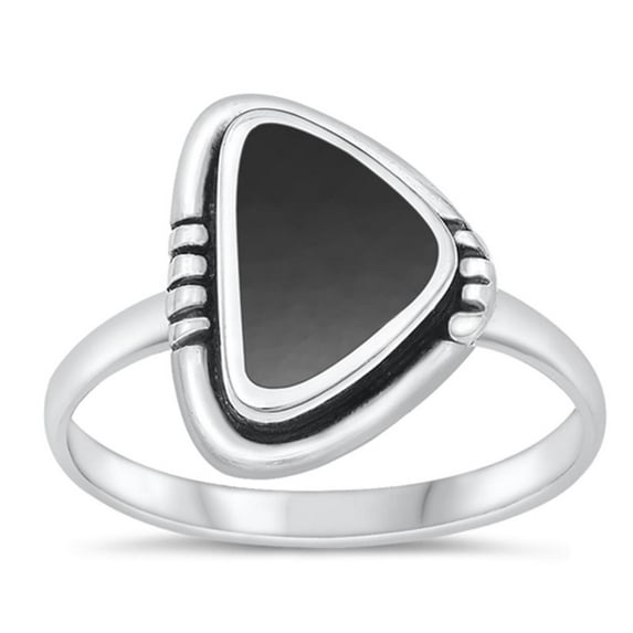CHOOSE YOUR COLOR Black Simulated Agate Wholesale Postmodern Ring .925 Sterling Silver Band CZ Female Size 9