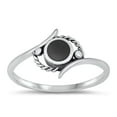 thumbnail image 1 of CHOOSE YOUR COLOR Black Simulated Agate Wholesale Ring .925 Sterling Silver Bali Curl Band CZ Female Size 5, 1 of 4