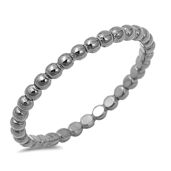 CHOOSE YOUR COLOR Black-Tone Ball Bead Ring .925 Sterling Silver Band Jewelry Female Male Size 9