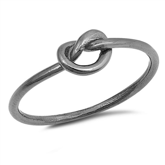 CHOOSE YOUR COLOR Black-Tone Heart Promise Knot Ring .925 Sterling Silver Band Jewelry Female Size 10