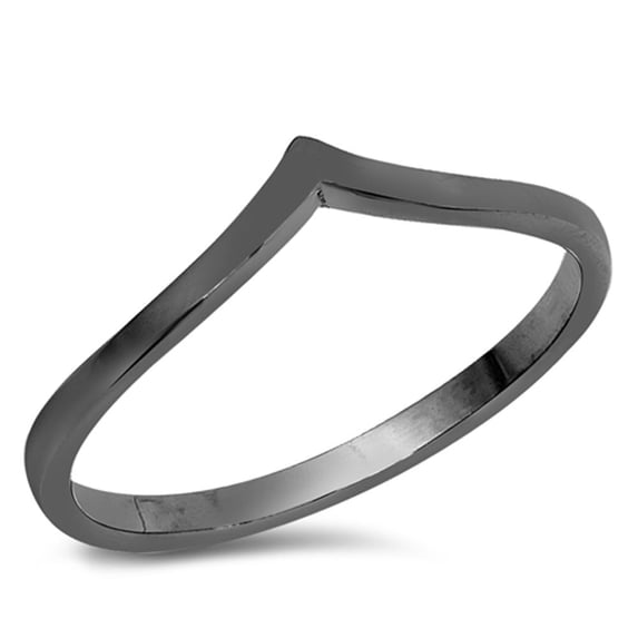 CHOOSE YOUR COLOR Black-Tone Pointed Chevron Thumb Ring Sterling Silver Stackable Band 925 Female Size 12