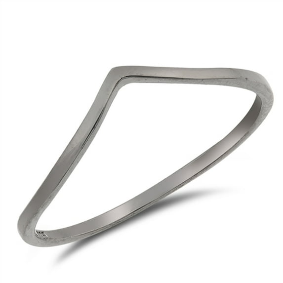 CHOOSE YOUR COLOR Black-Tone Thin Stackable Pointed Ring .925 Sterling Silver Band Jewelry Female Size 4