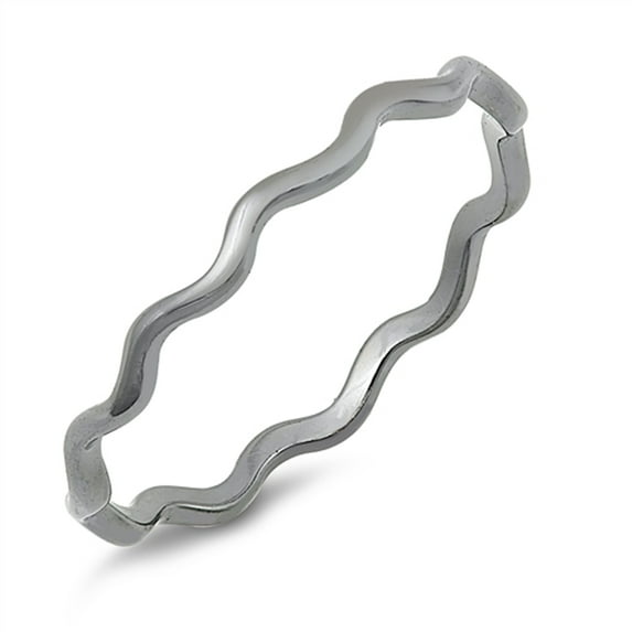 CHOOSE YOUR COLOR Black-Tone Wave Eternity Stacking Ring .925 Sterling Silver Band Jewelry Female Size 4