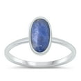 thumbnail image 1 of CHOOSE YOUR COLOR Blue Lapis Ring .925 Mid Modern Sterling Silver Band CZ Jewelry Female Size 4, 1 of 4