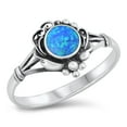 thumbnail image 1 of CHOOSE YOUR COLOR Blue Simulated Opal Bali Boho Ring .925 Sterling Silver Band CZ Female Size 10, 1 of 4