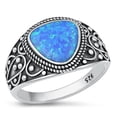 thumbnail image 1 of CHOOSE YOUR COLOR Blue Simulated Opal Bali Cocktail Ring 925 Sterling Silver Band CZ Female Size 6, 1 of 4