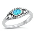 thumbnail image 1 of CHOOSE YOUR COLOR Blue Simulated Opal Bali Ring .925 Chic Sterling Silver Band CZ Female Size 10, 1 of 4