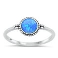 thumbnail image 1 of CHOOSE YOUR COLOR Blue Simulated Opal Bali Ring .925 Chic Sterling Silver Band CZ Female Size 6, 1 of 4