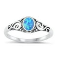 thumbnail image 1 of CHOOSE YOUR COLOR Blue Simulated Opal Bali Ring .925 Chic Sterling Silver Band CZ Female Size 7, 1 of 4