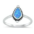 thumbnail image 1 of CHOOSE YOUR COLOR Blue Simulated Opal Bali Style Ring .925 Sterling Silver Band CZ Female Size 4, 1 of 4