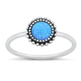 thumbnail image 1 of CHOOSE YOUR COLOR Blue Simulated Opal Bali Sun Flower Ring .925 Sterling Silver Band CZ Female Size 5, 1 of 4