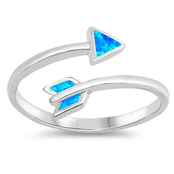 CHOOSE YOUR COLOR Blue Simulated Opal Boho Midi Knuckle Arrow Ring .925 Sterling Silver Band CZ Female Size 9