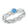thumbnail image 1 of CHOOSE YOUR COLOR Blue Simulated Opal Braided Promise Ring .925 Sterling Silver Band CZ Female Size 6, 1 of 4