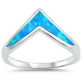 thumbnail image 1 of CHOOSE YOUR COLOR Blue Simulated Opal Chevron Pointed Thumb Ring 925 Sterling Silver Band CZ Female Size 5, 1 of 4