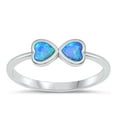 thumbnail image 1 of CHOOSE YOUR COLOR Blue Simulated Opal Chic Kissing Hearts Ring .925 Sterling Silver Band CZ Female Size 6, 1 of 4