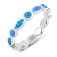 thumbnail image 1 of CHOOSE YOUR COLOR Blue Simulated Opal Circle Marquise Stacking Ring .925 Sterling Silver Band CZ Female Size 5, 1 of 4