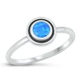 thumbnail image 1 of CHOOSE YOUR COLOR Blue Simulated Opal Circle Ring .925 Sterling Silver Band CZ Female Size 7, 1 of 4