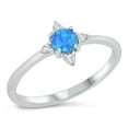 thumbnail image 1 of CHOOSE YOUR COLOR Blue Simulated Opal Clear CZ North Star Ring .925 Sterling Silver Band Female Size 5, 1 of 4