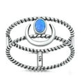 thumbnail image 1 of CHOOSE YOUR COLOR Blue Simulated Opal Crescent Moon Ring 925 Sterling Silver Band CZ Female Size 10, 1 of 4