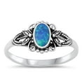 thumbnail image 1 of CHOOSE YOUR COLOR Blue Simulated Opal Dragonfly Ring .925 Sterling Silver Band CZ Female Size 4, 1 of 4