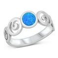 thumbnail image 1 of CHOOSE YOUR COLOR Blue Simulated Opal Elegant Filigree Swirl Ring .925 Sterling Silver Band CZ Female Size 9, 1 of 4