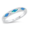 thumbnail image 1 of CHOOSE YOUR COLOR Blue Simulated Opal Elegant Modern Royal Ring .925 Sterling Silver Band White CZ Female Size 6, 1 of 4