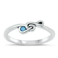thumbnail image 1 of CHOOSE YOUR COLOR Blue Simulated Opal G Clef Ring .925 Sterling Silver Music Note Band CZ Female Size 6, 1 of 4